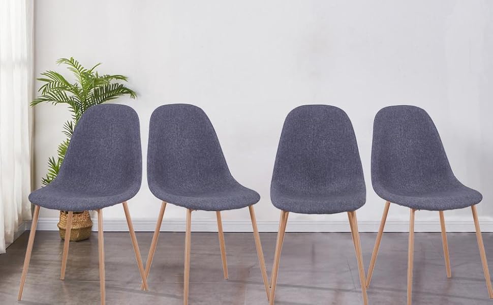 GOLDFAN Set of 4 Dining Chairs with Solid Wood Legs.AWS-024.UK(GREY)