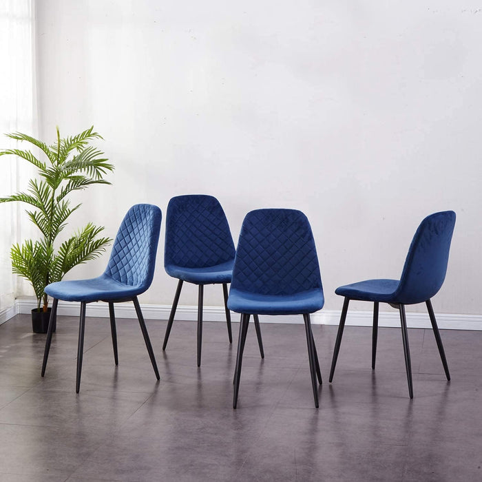 GOLDFAN Set of 4 Dining Chairs with Solid Wood Legs.AWS-024.UK(BLUE)
