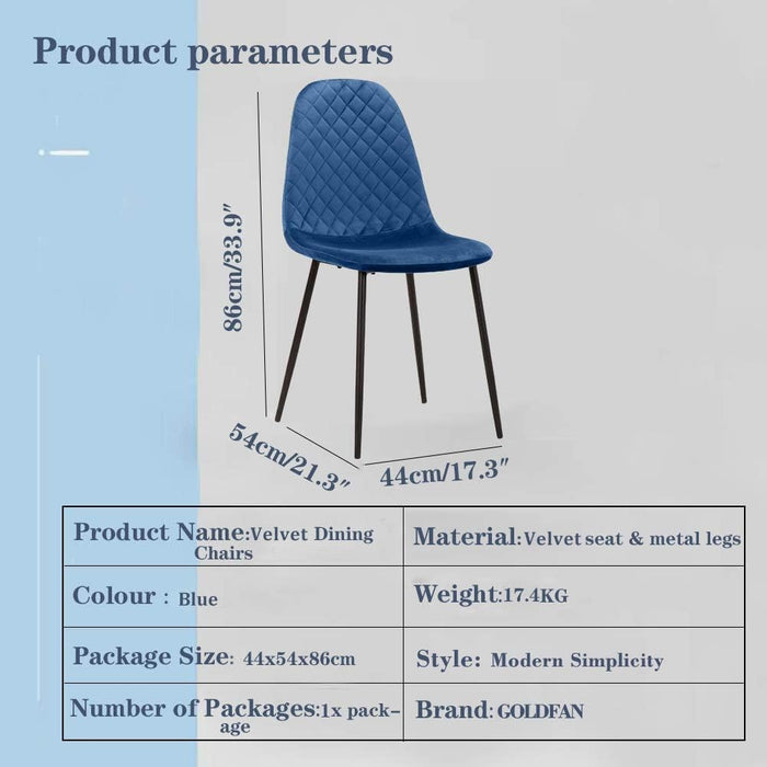 GOLDFAN Set of 4 Dining Chairs with Solid Wood Legs.AWS-024.UK(BLUE)