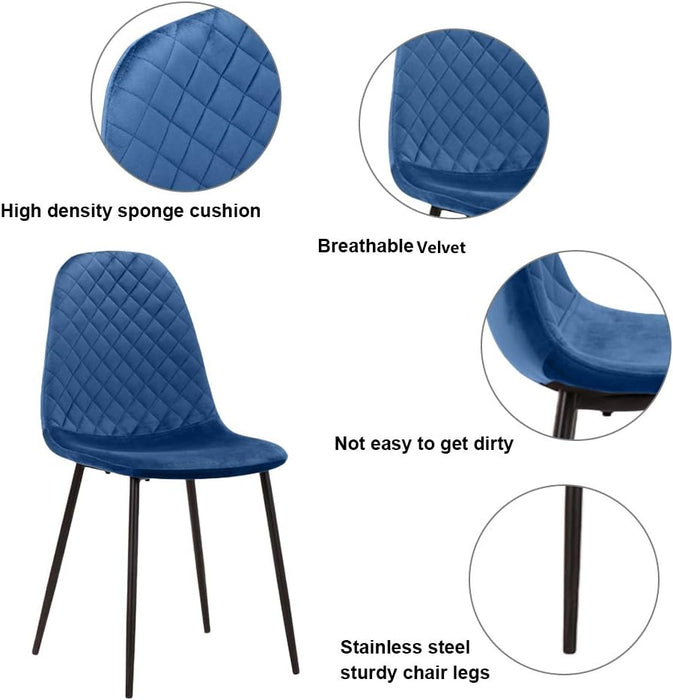 GOLDFAN Set of 4 Dining Chairs with Solid Wood Legs.AWS-024.UK(BLUE)