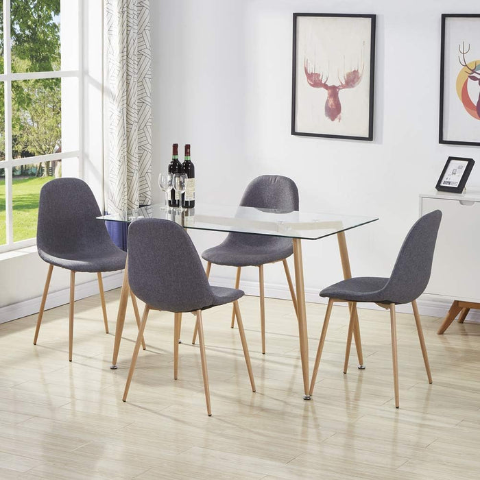 GOLDFAN Set of 4 Dining Chairs with Solid Wood Legs.AWS-024.UK(GREY)