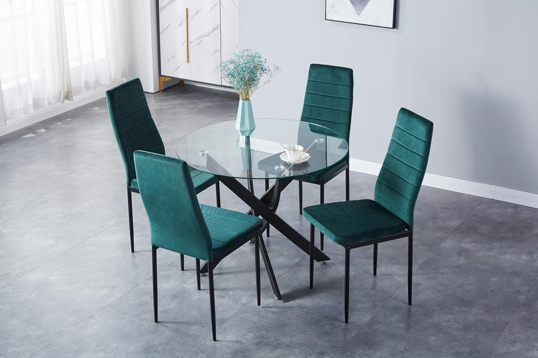 GOLDFAN Green Velvet Dining Chairs Set of 4.AWS-011.UK