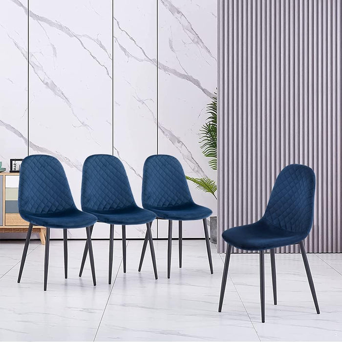 GOLDFAN Set of 4 Dining Chairs with Solid Wood Legs.AWS-024.UK（BLUE）