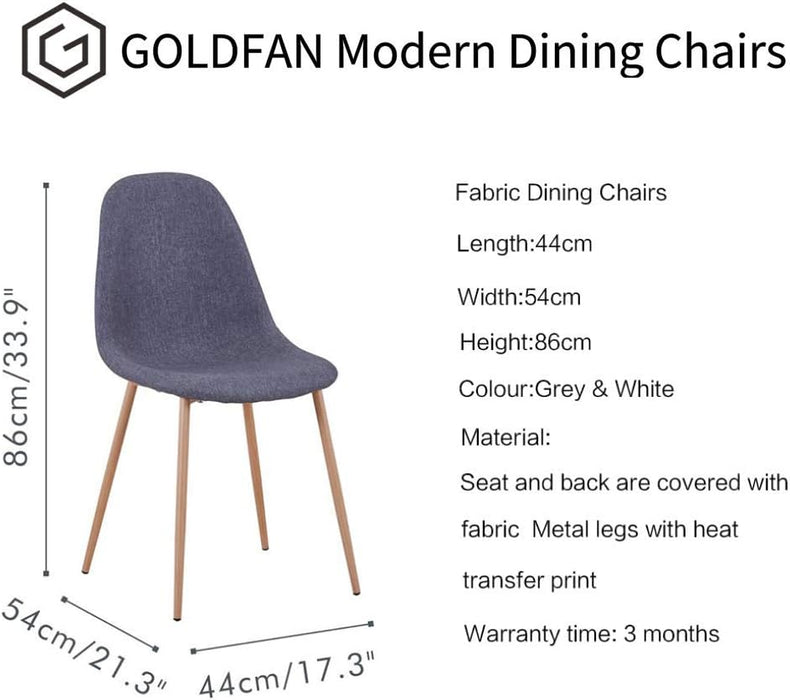 GOLDFAN Set of 4 Dining Chairs with Solid Wood Legs.AWS-024.UK（GREY）