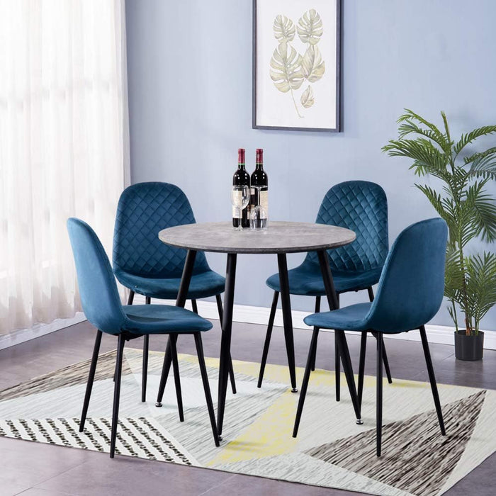 GOLDFAN Set of 4 Dining Chairs with Solid Wood Legs.AWS-024.UK（BLUE）