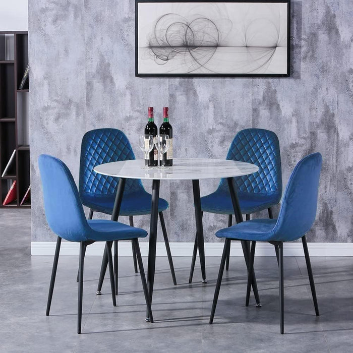 GOLDFAN Set of 4 Dining Chairs with Solid Wood Legs.AWS-024.UK（BLUE）